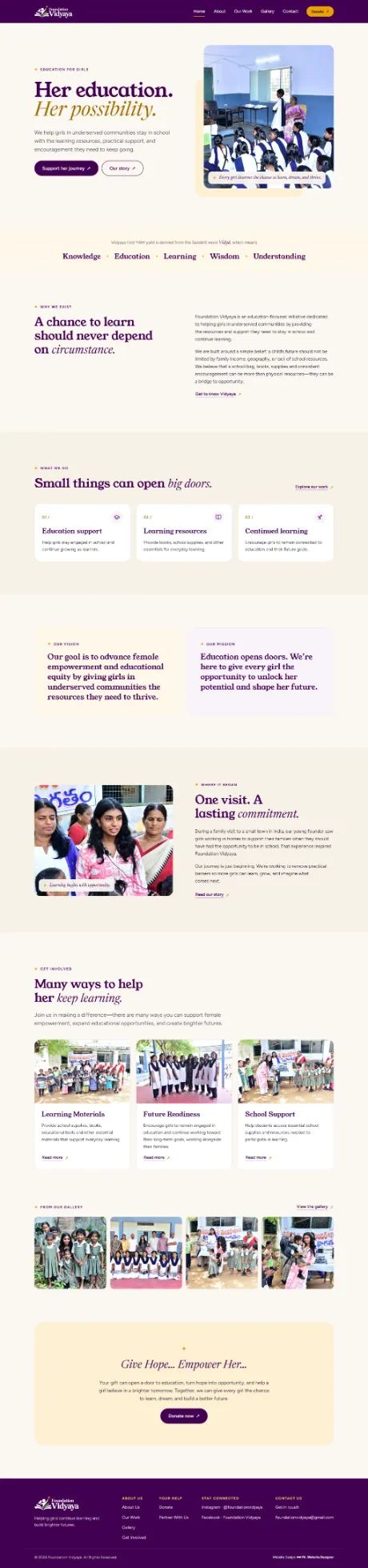 Foundation Vidyaya website