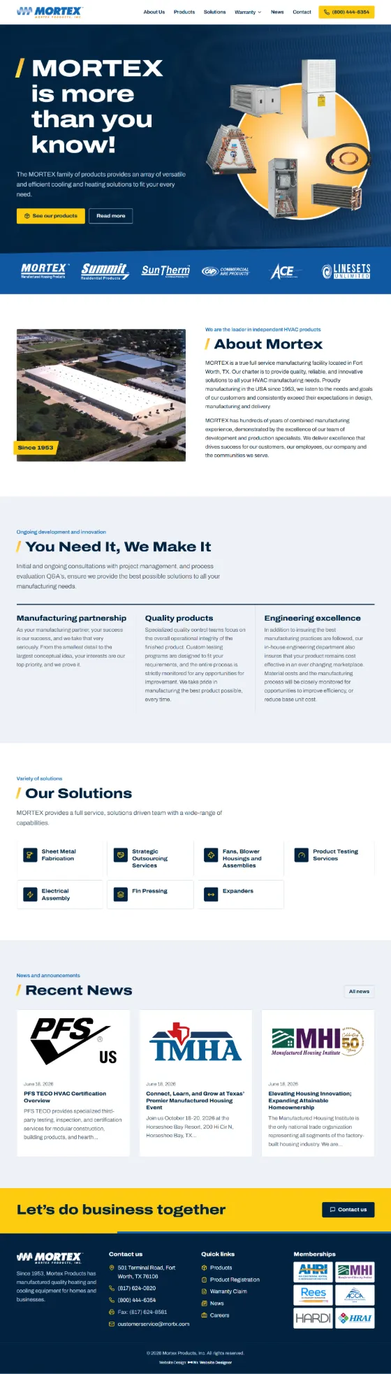 Mortex Products website